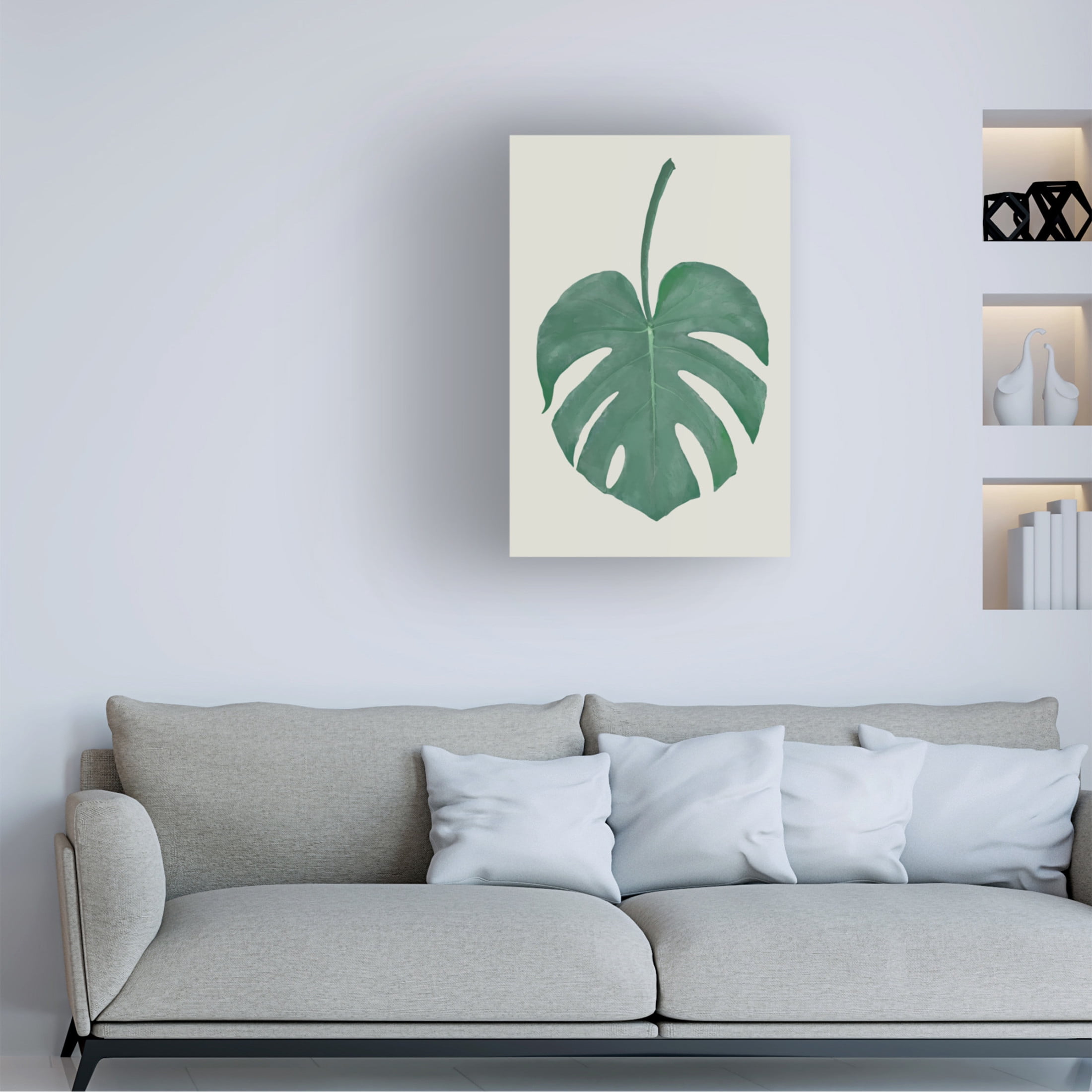 Canvas Wall Art - Pictufy Studio Ii 'Monstera Aqua 05' Wall Art for Living Room, Bedroom, or Office Décor by Trademark Fine Art - 16 x 24 Inches