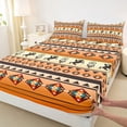 thumbnail image 3 of Homewish Retro Boho Tribal Queen Sheet Sets,Rustic Farmhouse Horse Flat Sheet,Beige Orange Queen Fitted Sheet For Boy Kids,Ultra Soft Home Decor,4pcs, 3 of 7