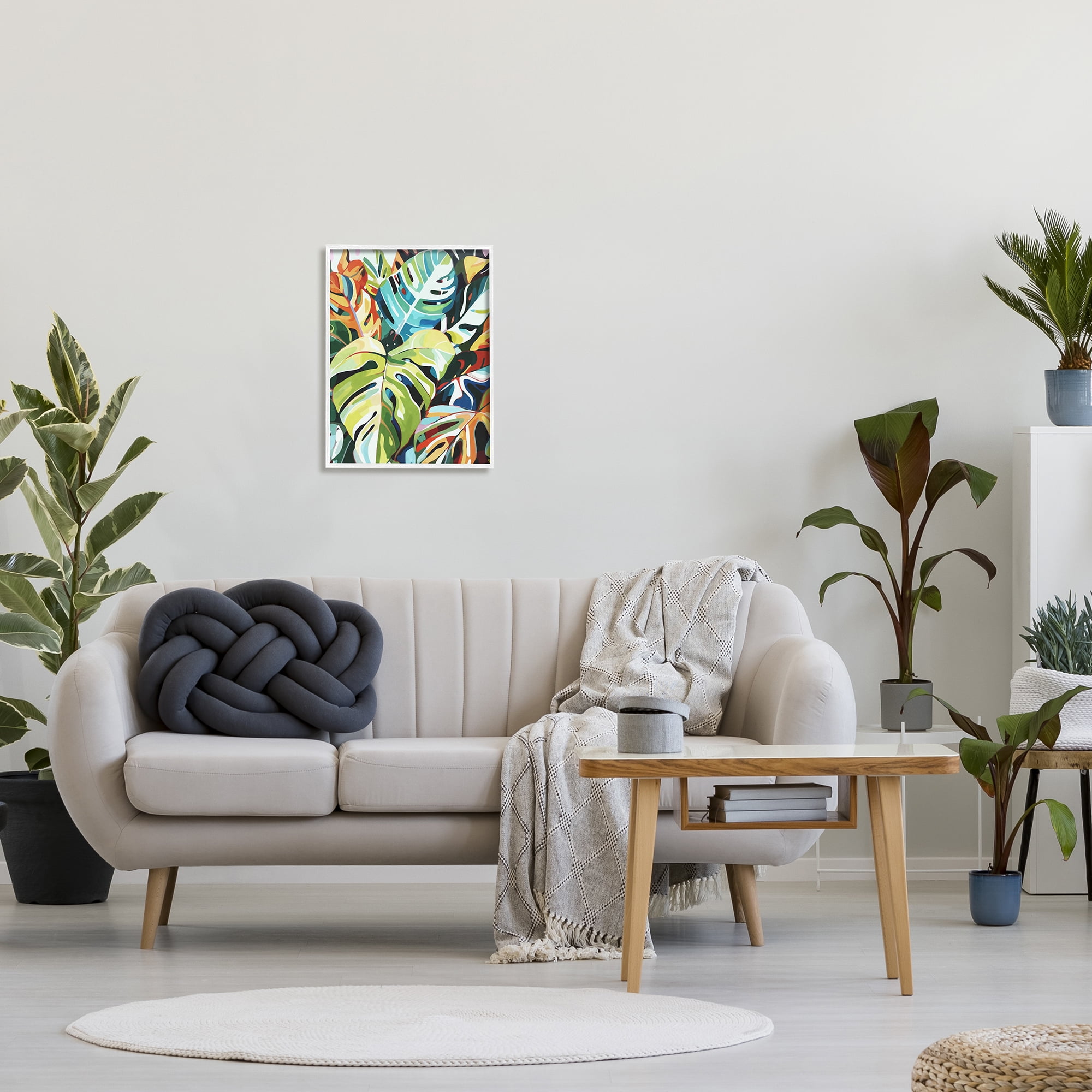 Stupell Industries Modern Tropical Palms Botanical & Floral Painting White Framed Art Print Wall Art, 16 x 20