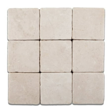 turkish crema marfil marble 4 x 4 tumbled field tile - 4-pcs. sample-set