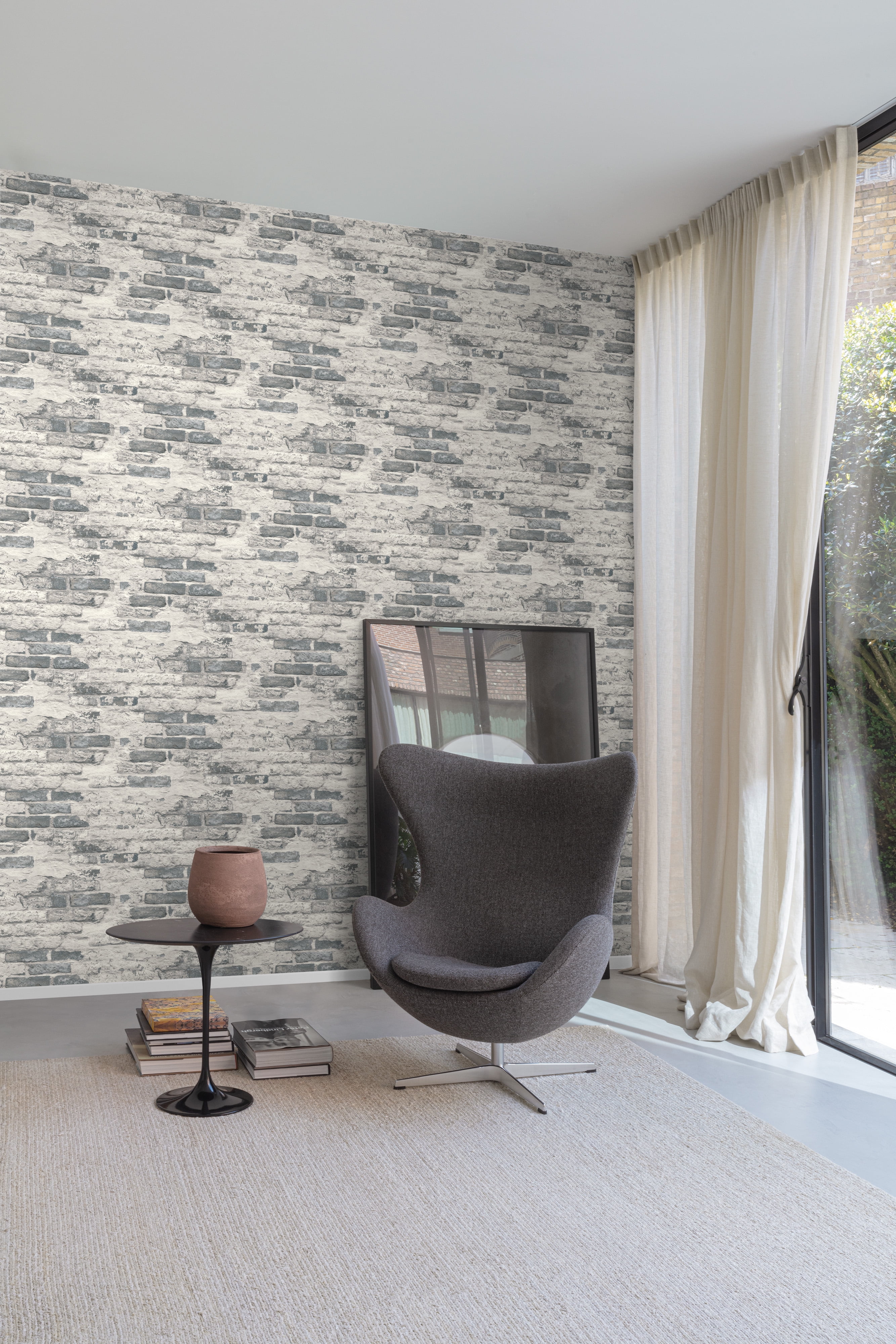 Brown & White Concrete Brick Effect Wallpaper R8388