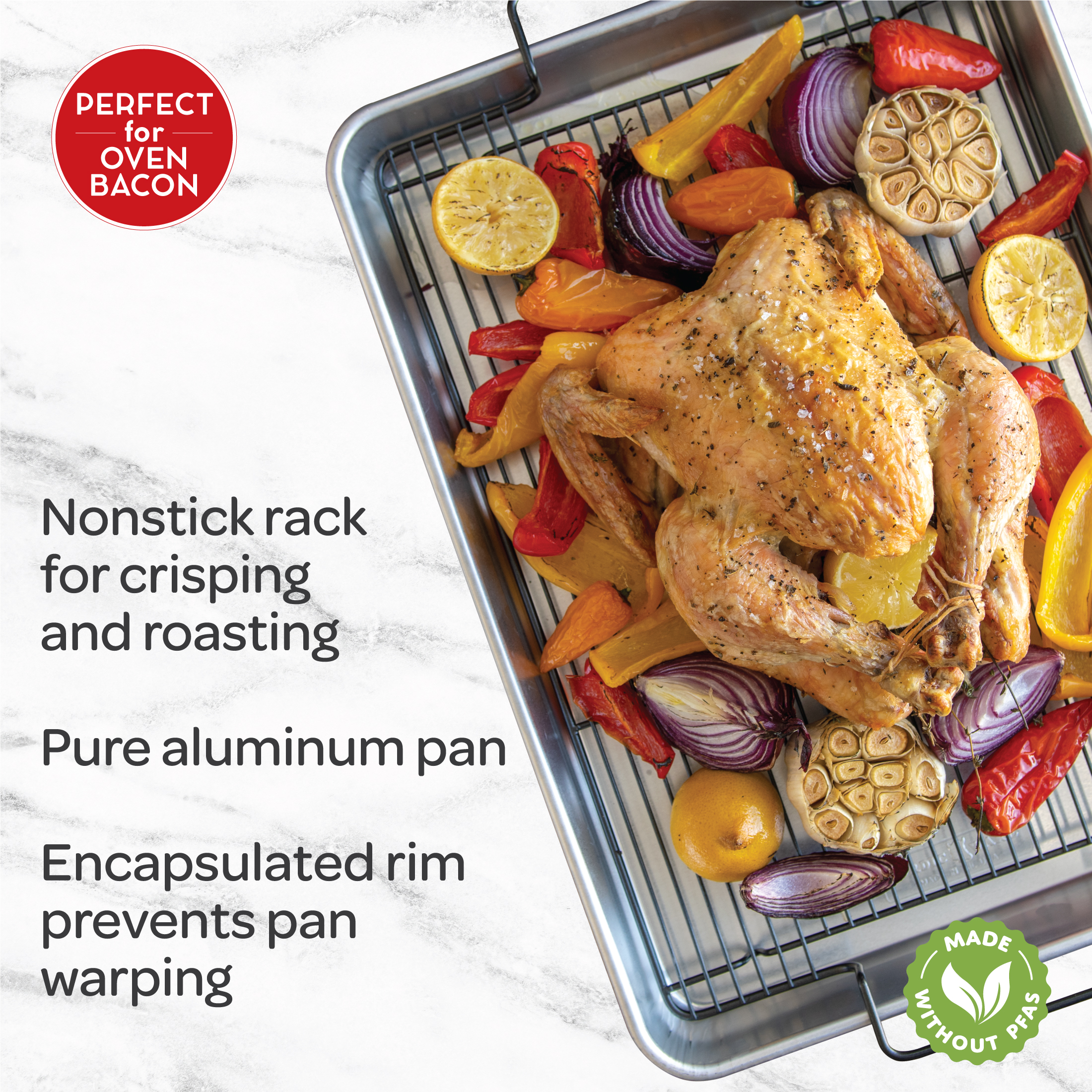 Nordic Ware Naturals Aluminum Roasting Pan with Nonstick Crisping Rack photo 2