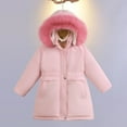 thumbnail image 2 of Teen Girl Winter Coat Hooded Puffer Jacket Pink Coat Full-Zip Long Sleeve Thicken Waterproof Jacket Kids 10-11 Years Jacket Girls, 2 of 3