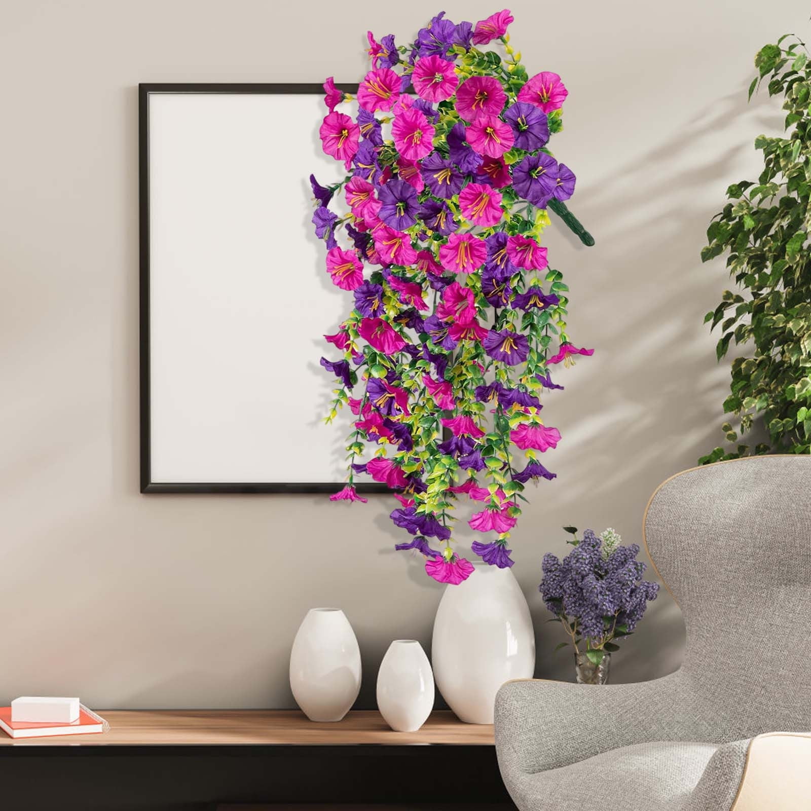 openpig Artificial Flowers for Outdoor Indoor Garden Home Decoration, 6PC Outdoor Garden Realistic Artificial And Morning Wall Hanging Vines
