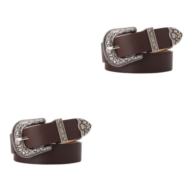 Guardoinrt Ceintures en Faux Cuir avec Boucle Sculptée pour Femmes Jeans Robe Type Café A 2Set