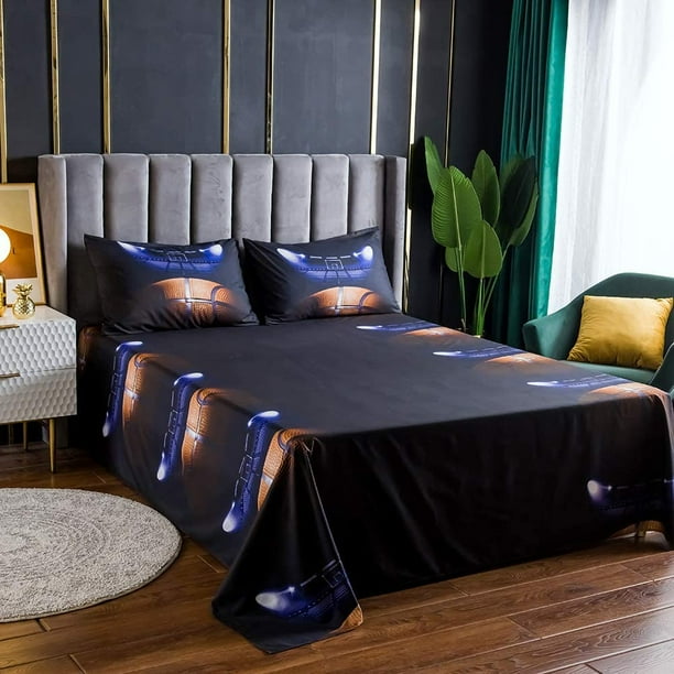 HHHC Kids Bed Sheet Set Boys Basketball Court Bedding Set Queen