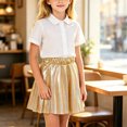 thumbnail image 2 of Kilaqueen Girls Shimmer Pleated Skirt with Elastic Waist, Metallic A Line Mini Skater Skirt for Parties, Dance, Performances and Holiday Outfits, 2 of 7