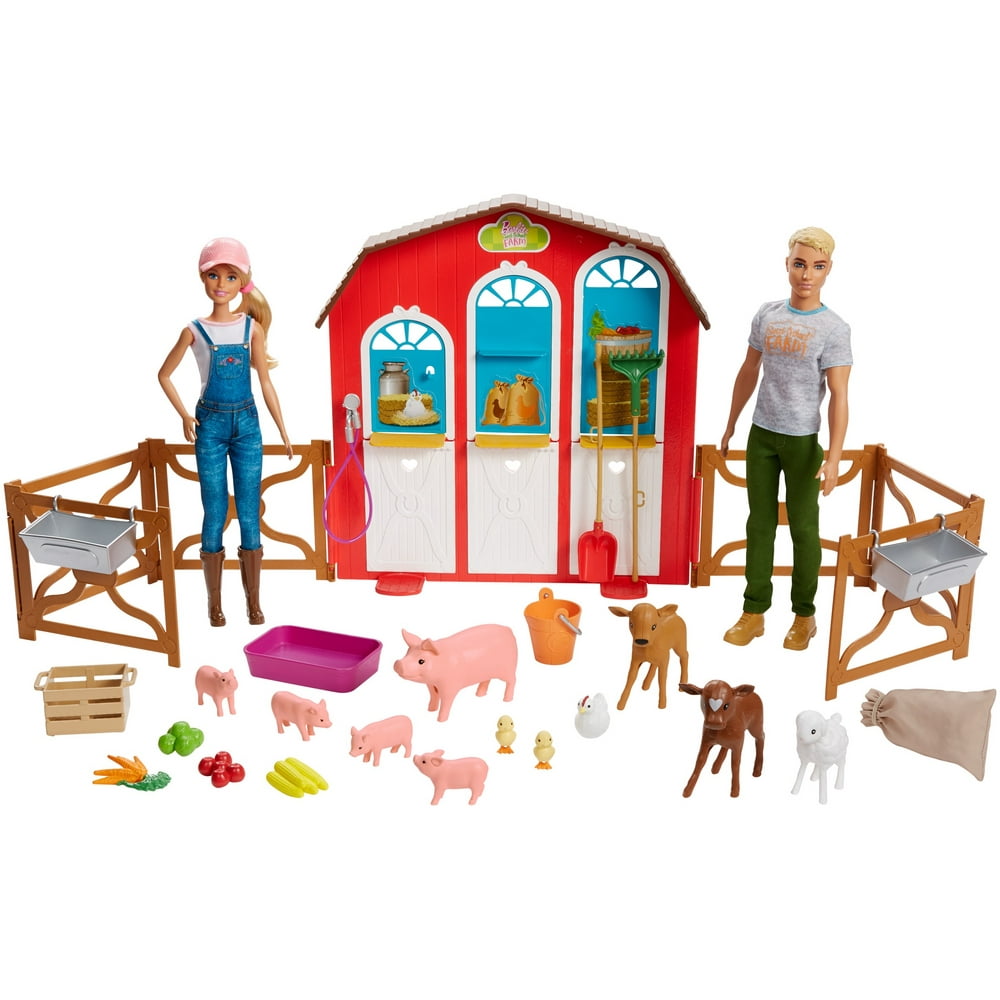 Barbie Sweet Orchard Farm Barn Playset With Barbie And Ken Dolls, Barn