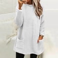 thumbnail image 2 of Fleece Sweatshirts For Women Trendy Winter Warm Sherpa Lined Crewneck Long Sleeve Pullover Tunic Tops With Pocket White L, 2 of 6