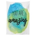 thumbnail image 3 of Ambesonne Saying Tablecloth Rectangular Table Cover, Inspiratonal Watercolor, 52"x70", Sky Blue Green, 3 of 4