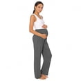 thumbnail image 7 of ShomPort Women's Maternity Pants over the Belly Wide Leg Trousers Stretchy Soft Pregnancy Lounge Pants with Pockets, 7 of 7