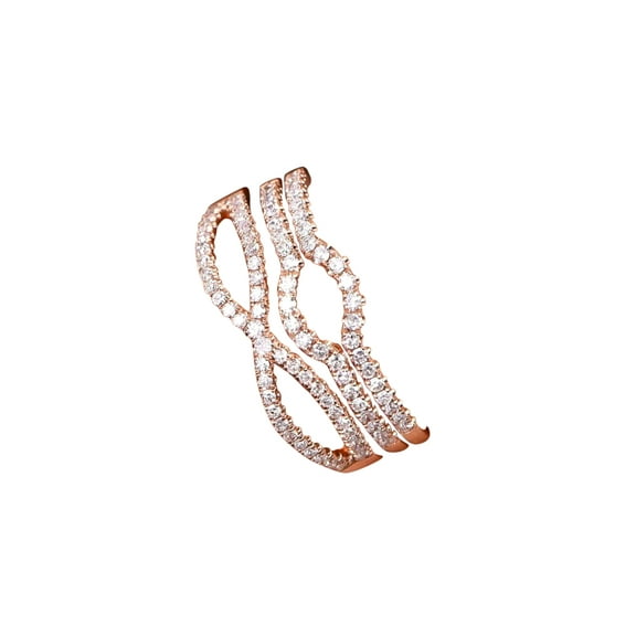 3 bridal ring set half eternity matching band split shank band curved U diamond wedding bands Sterling Silver 18k Gold Plating