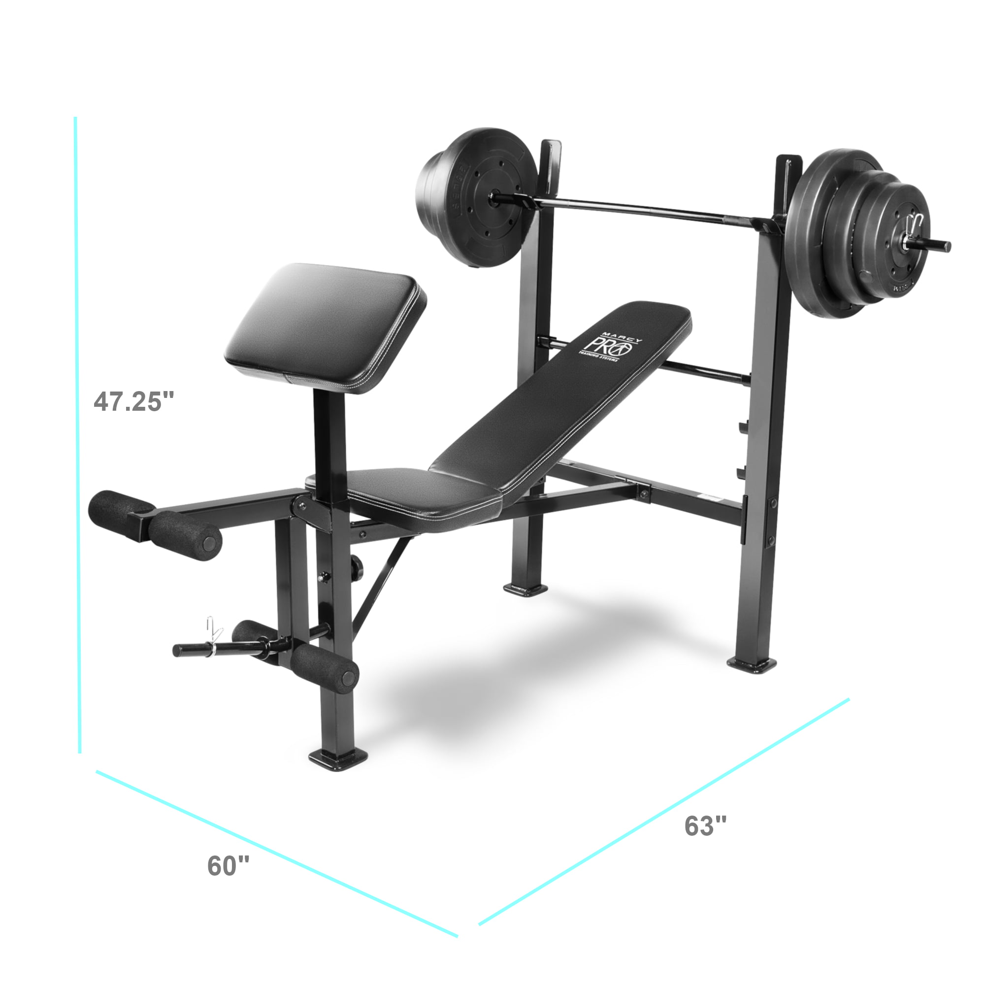 Marcy Pro Standard Home Workout Fitness Gym Bench With 100 Pound Weight Set Walmartcom Walmartcom