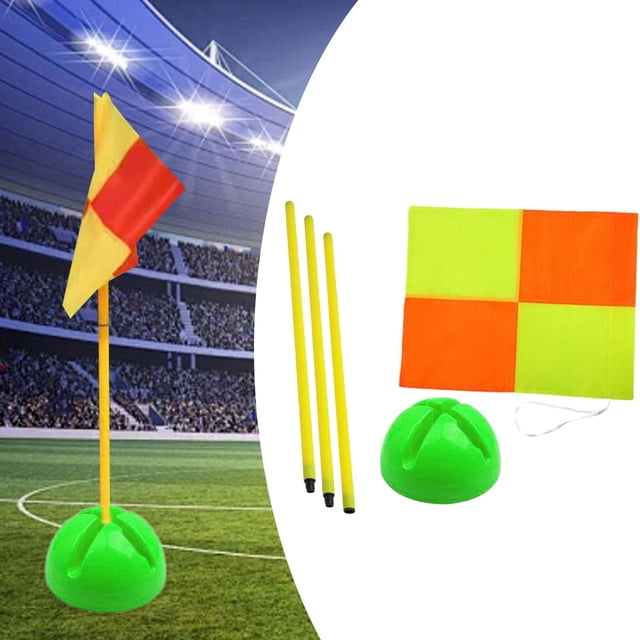 Bandera de esquina de fútbol, accesorios de entrenamiento para campo de fútbol, suministros de equipo de bandera deportiva, práctica multiusos Poste de 15 m con base verde.