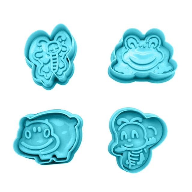 SSZMDLB under $5 Cake Mold, Cake Pastry Cookie Stamper, Fondant Plunger Cutters Set of Four, Baking Decorating Tools for DIY Desserts, Reusable Kitchen Pastry Molds for Home Bakers