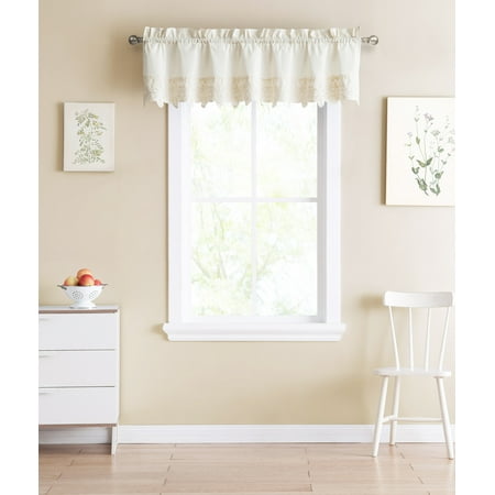 Ivory Shabby Chic Easel Shabby Chic Ivory Window Curtain Valance with Floral Doily Die Cut Out Design, 100%Cotton, 60