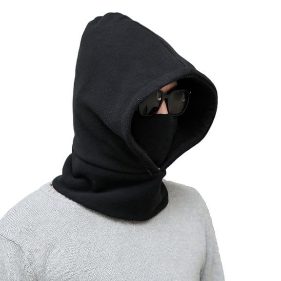 iHPH7 Ski Mask Winter Scarf Hooded Scarf Thermal Ski Masks One Piece Cold Scarf Hats Hat and Scarf Set Windproof Scarf Hats Black One Size