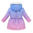 thumbnail image 2 of Boys Girls Fleece-lined Winter Long Coat Gradient Color Furry Hood Parka Coat Full Zip Waist-Tie Warm Outerwear for Family Trips & Holiday Gatherings, 2 of 8