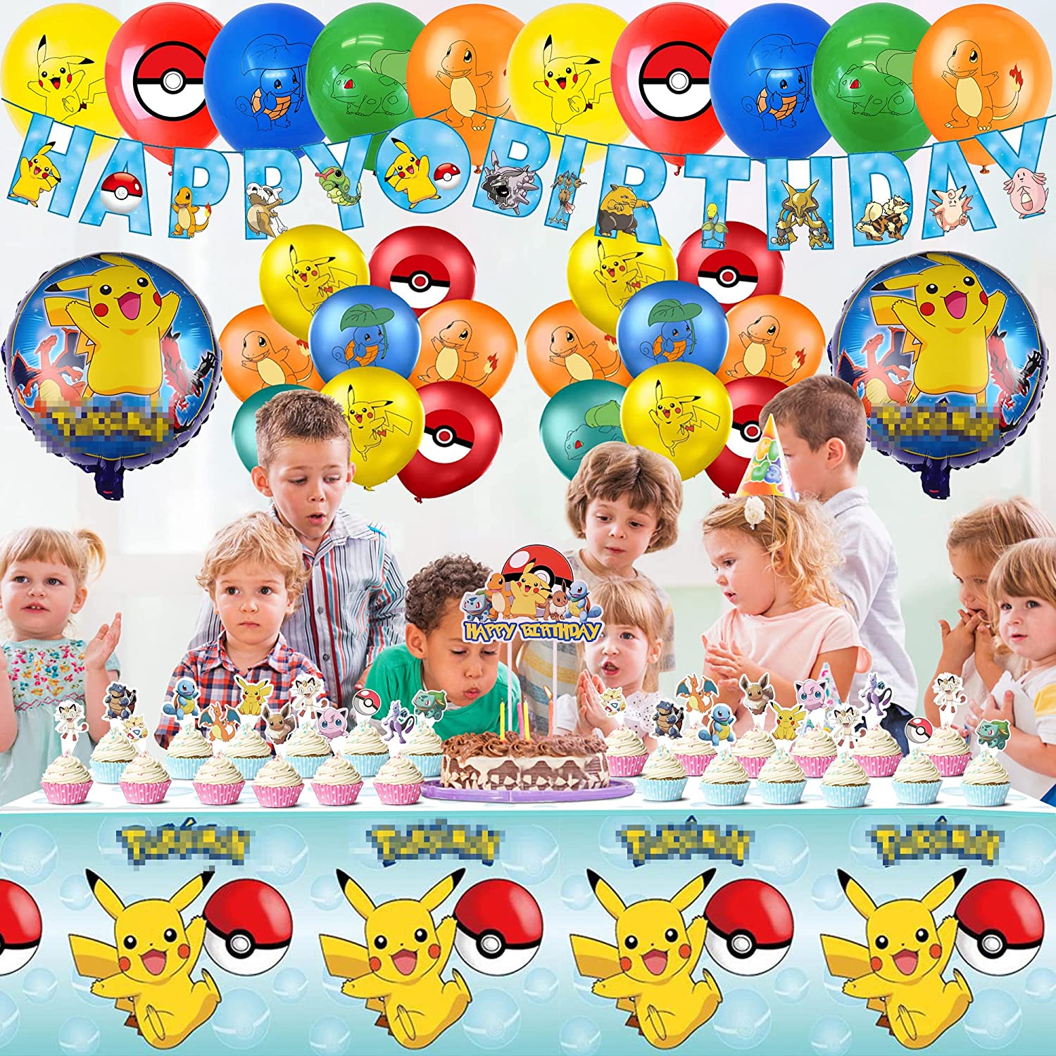 Ever TA 94 Pcs Pokemon Birthday Party Supplies including Happy Birthday
