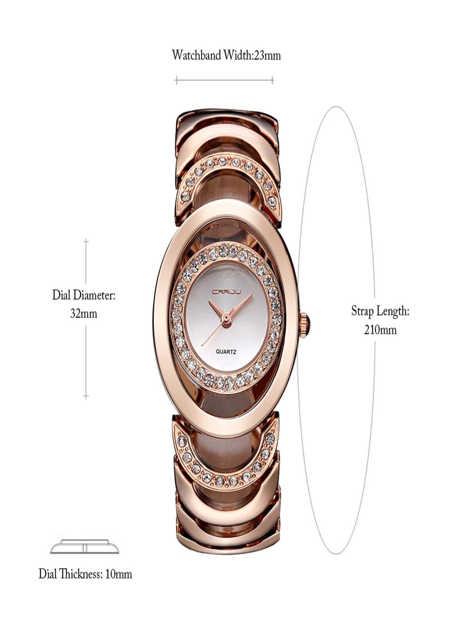 CRRJU Gorgeous 3ATM Daily Water Resistant Fashion Women Analog Dress Watch Elegant Bracelet Watch Simple Dial Wristwatch for Lady