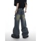 thumbnail image 2 of HOUZHOU-pantalones vaqueros de pierna ancha para hombre, ropa de calle, pantalones vaqueros desgastados holgados, calados, informales, estilo Hip Hop coreano, 2 of 5