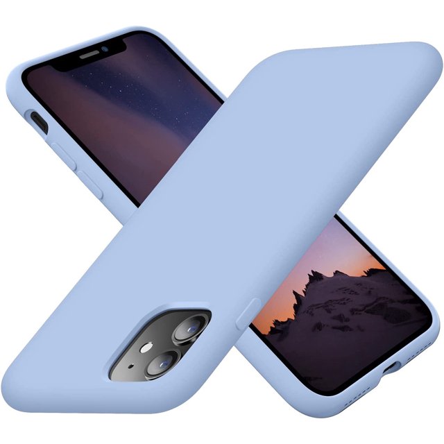 Funda de silicona ultradelgada para iPhone 11, resistente a golpes y con forro de microfibra suave antiarañazos, 6,1 pulgadas, color azul claro.
