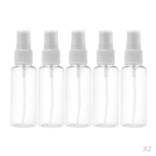 10 botellas portátiles mini transparentes de niebla fina para maquillaje, botellas cosméticas reutilizables 50ml