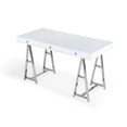 thumbnail image 6 of Modrest Ostrow 3-Drawer Rectangular Stainless Steel Writing Desk in White, 6 of 6