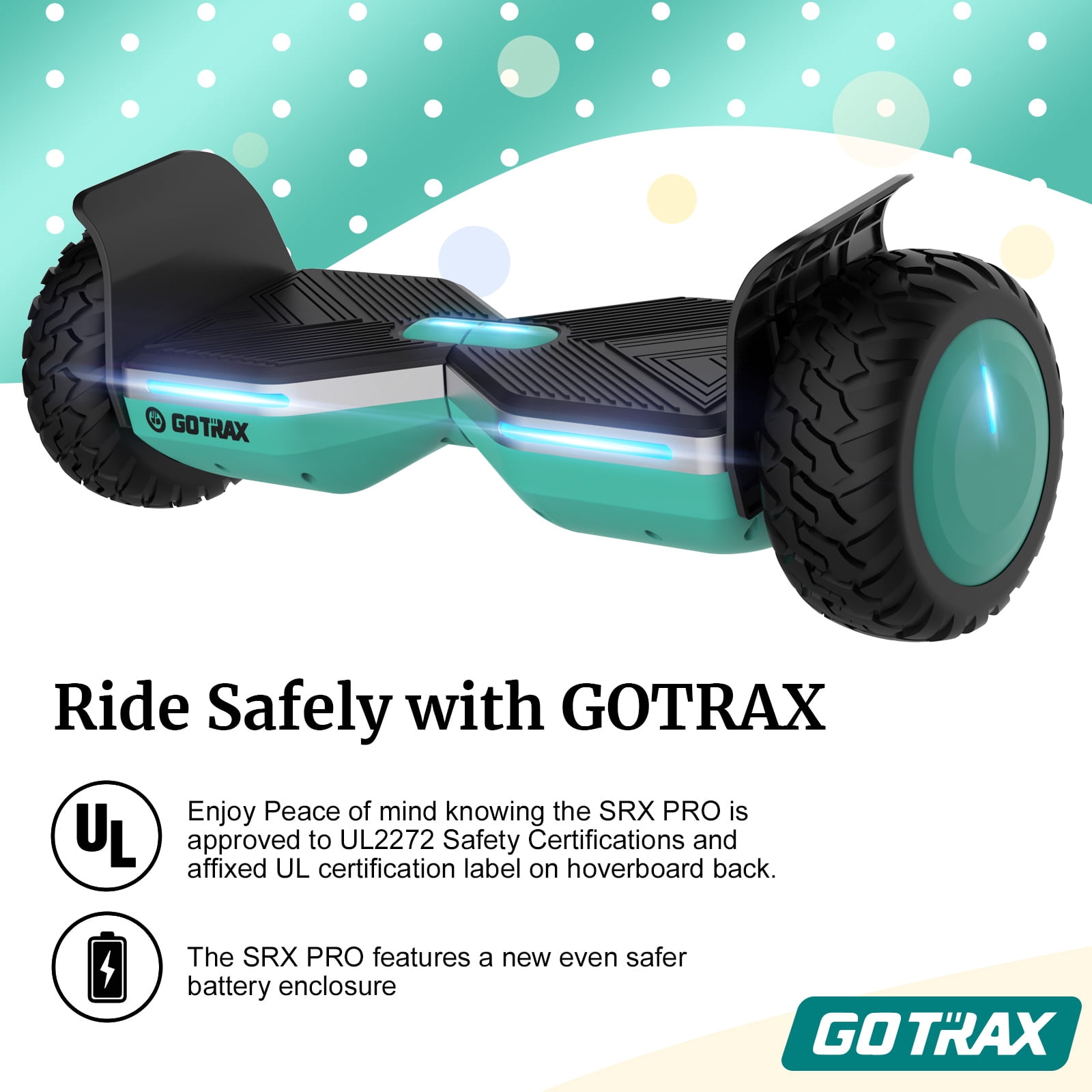 GOTRAX SRX PRO 8.5" Bluetooth Hoverboard - UL 2272 Certified Off Road Hover Board