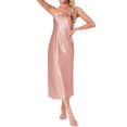 thumbnail image 2 of INSPIRE CHIC Women's Elegent Satin Nightgown Spaghetti Halter Midi Dress Silky Lightweight Tassel at the Bust Evening Dress L Pink, 2 of 6