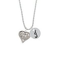thumbnail image 2 of Delight Jewelry Silvertone Large Open Filigree Heart Silvertone Script Initial Disc - J - Charm Necklace, 20"+3", 2 of 4