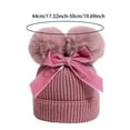 thumbnail image 3 of Povozer Baby Beanie Winter Hat Knitted Warm Hat with Bow Infant Toddler Beanies(Wine,6-36M), 3 of 4