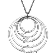 Family Jewelry Personalized Mother's Sterling Silver or Gold over Silver Open Circle with 5 Names Necklace