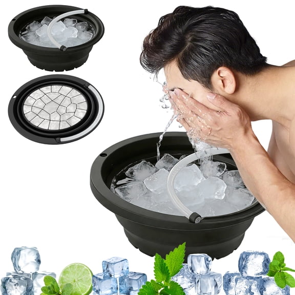 Silicone Facial Ice Bath Bowl with Breathing Tubes and Nose clip,Foldable Ice Bowl with Built-In Ice Tray,Silicone Facial Ice Bath for Shrinking Pores,Boosting Circulation,Cold Plunge Skincare Gift