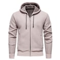 thumbnail image 2 of PNTUTB Mens Casual Full Zip Warm Fashion Solid Color Drawstring Hooded Long Sleeve Coat with Pockets, 2 of 6
