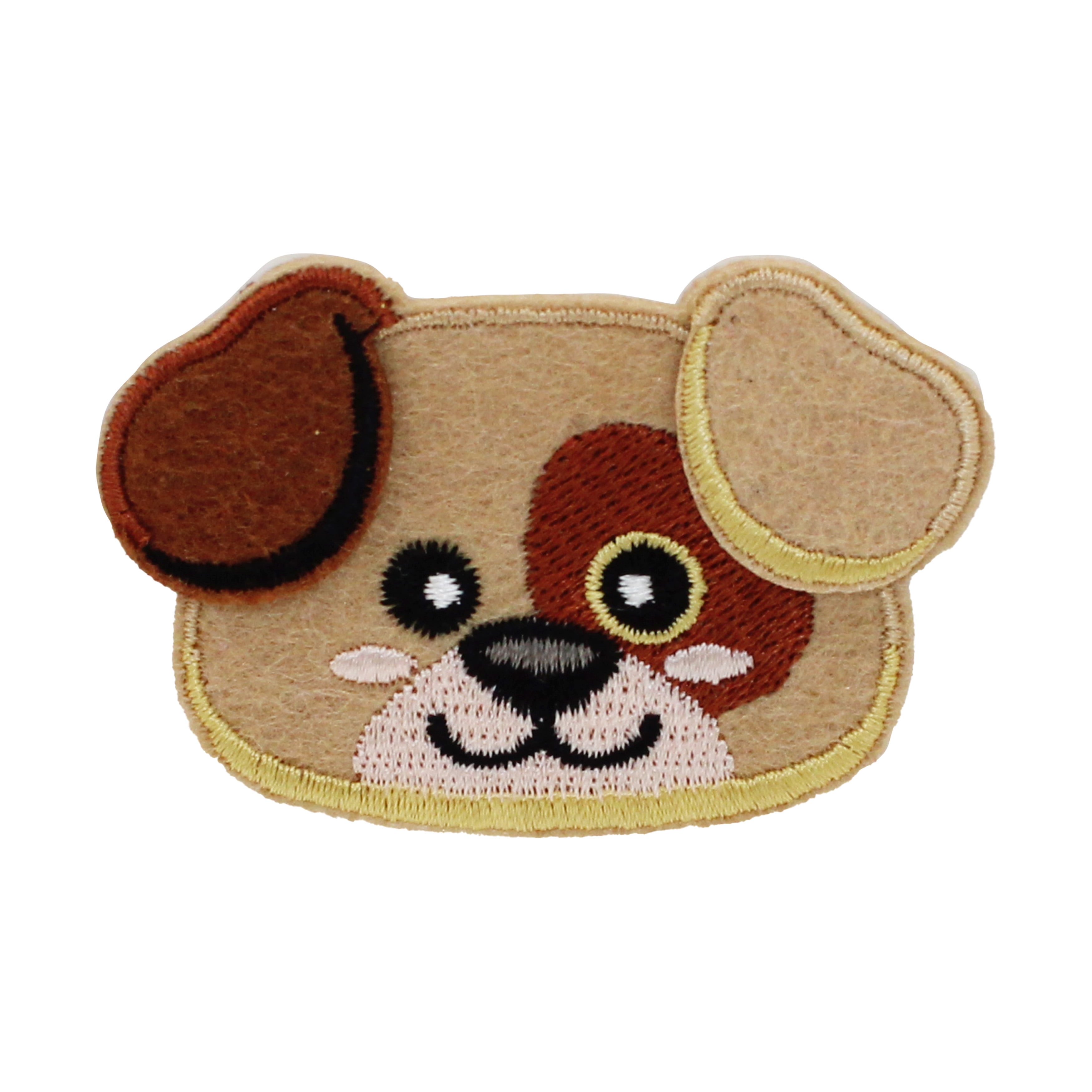 (4 pack) Gwen Studios Embroidered Brown Puppy Dog Iron-on Patch Applique, 2.4" x 1.8"