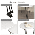 thumbnail image 3 of Homy Casa Round Nesting Coffee Table Set of 2, Faux Marble or Wood Look Top, Metal Legs, 3 of 8