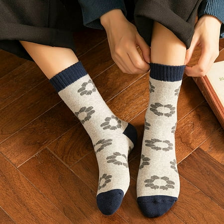 

Winter Savings Clearance! SuoKom Winter Women Coral Fleece Socks Middle Tube Cute Flowers Terry Stocking