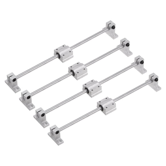 Unique Bargains 4pcs Linear Motion Rod 8mmx300mm Steel with 4pcs Bearing Block 8pcs Support