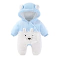 thumbnail image 3 of Letdown Snowsuit Baby Cartoon Romper Casual Hooded Warm Jumpsuit Winter Thermal Outfit For Girl Boys (Blue,12-18 Months), 3 of 5
