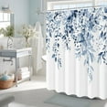 thumbnail image 5 of NavyBlue Eucalyptus Shower Curtain, Watercolor Leaves with Floral Shower Curtain, Waterproof Plant Bathroom Decor Shower Curtains Set with Hooks, 72x72, 5 of 6