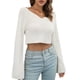 thumbnail image 1 of Suéter corto para mujer, cuello en V, manga larga, suéteres casuales, 1 of 8