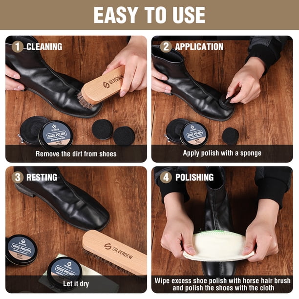 Silver Dew 7-Piece Shoe Polish Kit, Portable Leather Boot Care Set