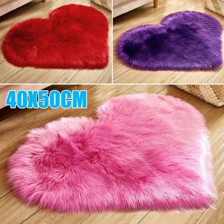 - TSV Super Soft Indoor Modern Shag Area Silky Smooth Fur Rugs 40X50cm Love Heart Shaped Rug Artificial Wool Sheepskin Hairy Carpet Faux Floor Mat Fluffy Carpet