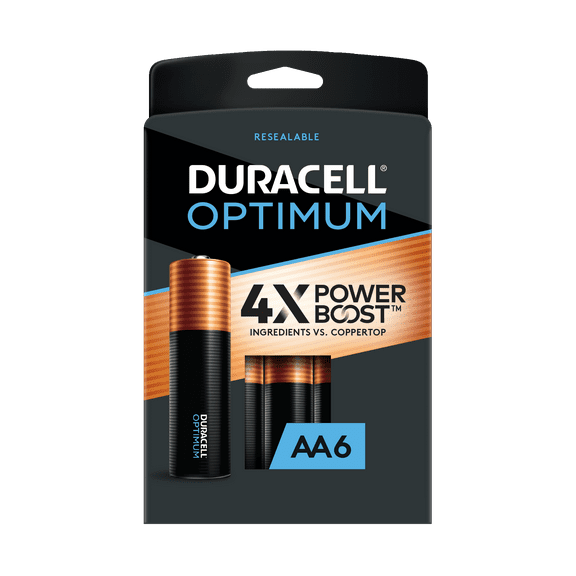Duracell Optimum AA Battery with 4X POWER BOOSTâ„¢, 6 Pack Resealable Package