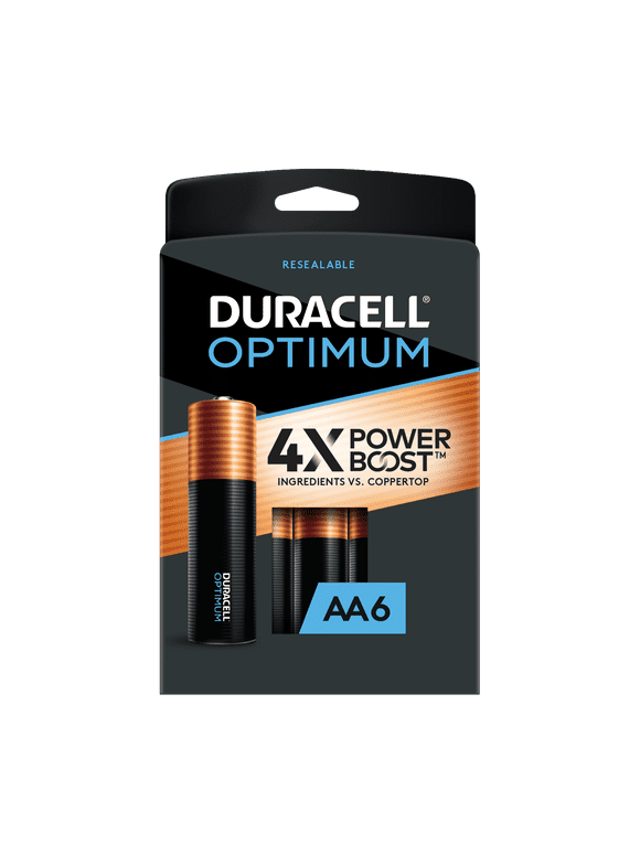 Duracell Optimum AA Battery with 4X POWER BOOST, 6 Pack Resealable Package