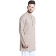 thumbnail image 3 of Shatranj Men's Indian Classic Mandarin Collar Vintage Style Stripe Kurta Tunic; Beige, 3 of 5