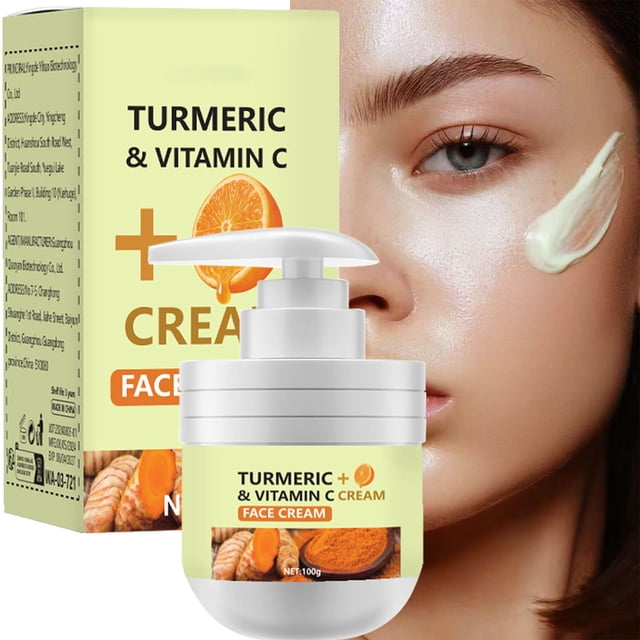 Fiudx Crema de Cúrcuma, Hidratante Facial Iluminada, Loción Nutritiva Reparadora de La Piel, Cuidado Diario Antiinflamatorio, Ideal para Viajes y Uso Doméstico, Apta para Todo Tipo de Piel, Tamaño Po