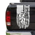 thumbnail image 1 of Soldier Retired Enlisted Man Veteran Fighter U.S. Army USAF USMC Distressed American USA US Flag Truck Tailgate Vinyl Decal Fits Most Pickup Trucks - Military Sticker (11" x 20", White), 1 of 8