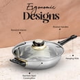 thumbnail image 6 of Alpine Cuisine Stainless Steel Cookware Set 12-Pcs with Glass Lid & Comfortable Handle, Included Dutch oven, Sauce Pan, Fry Pan, Cookware Set for Home Kitchen Healthy Cooking, Easy To Use & Clean, 6 of 7